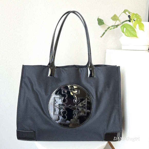 Tory Burch | Ella Patent Tote Large Black - Picture 2 of 16